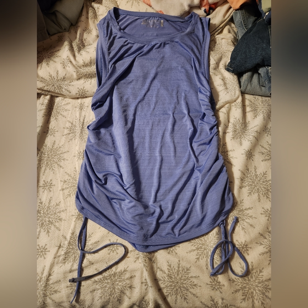 Chic Blue Ruched Sleeveless Top